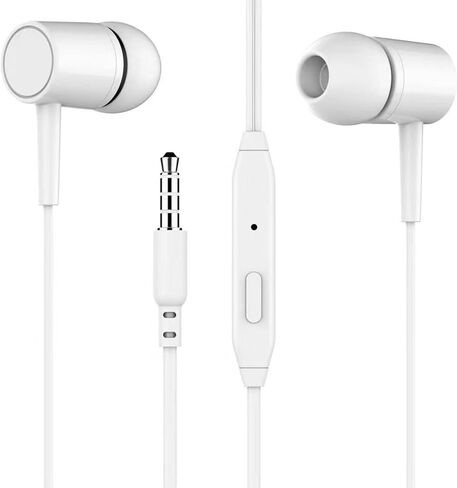Heavy Bass in-Ear Wired Headphones with Lossless Noise Cancellation with 3.5mm Headphone Jack for Various Smart Devices (White) in Saudi Arabia