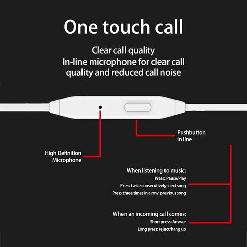 Heavy Bass in-Ear Wired Headphones with Lossless Noise Cancellation with 3.5mm Headphone Jack for Various Smart Devices (White) in Saudi Arabia