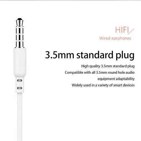 Heavy Bass in-Ear Wired Headphones with Lossless Noise Cancellation with 3.5mm Headphone Jack for Various Smart Devices (White) in Saudi Arabia