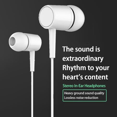 Heavy Bass in-Ear Wired Headphones with Lossless Noise Cancellation with 3.5mm Headphone Jack for Various Smart Devices (White) in Saudi Arabia
