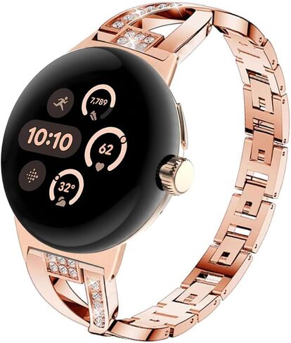 متوافق مع Google Pixel Watch 3 Band 45mm ، Women [No Gap] سلسلة استبدال المعادن بلينغ مجوهر in Kuwait