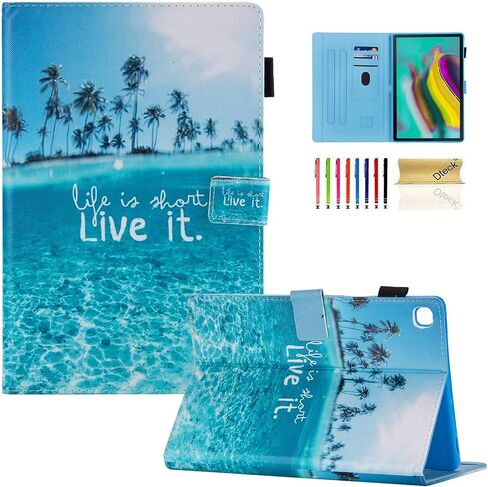 Dteck Case for Galaxy Tab S5e 10.5 2019 SM-T720/T725 - Slim PU Leather Multi-Angle Folio Stand Smart Cover with Card Holder for Samsung Galaxy Tab S5e 10.5 inch 2019 Release, Beach in Kuwait
