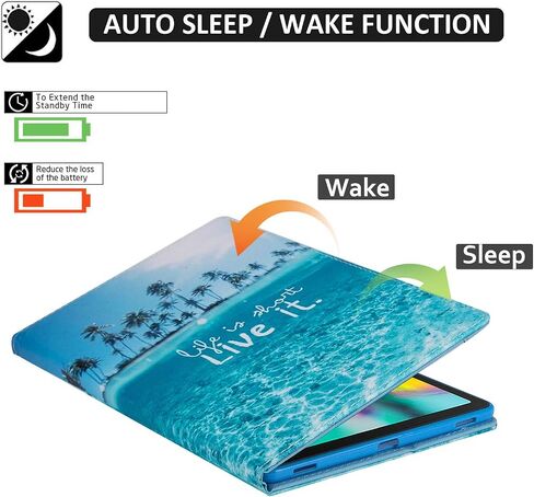Dteck Case for Galaxy Tab S5e 10.5 2019 SM-T720/T725 - Slim PU Leather Multi-Angle Folio Stand Smart Cover with Card Holder for Samsung Galaxy Tab S5e 10.5 inch 2019 Release, Beach in Kuwait
