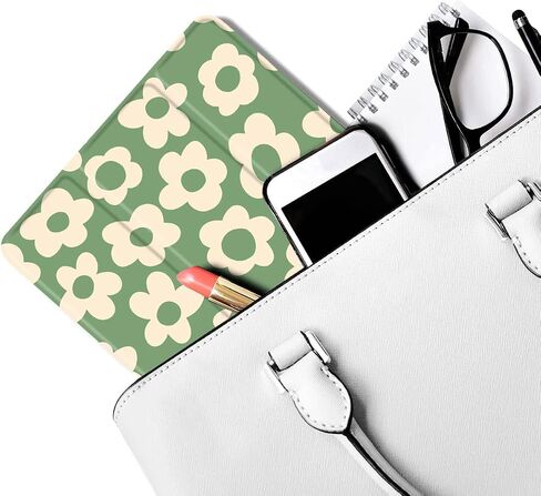 Maycari Green Flower Case لأجهزة iPad 10.2 بوصة 2021/2020/2019 مع حامل قلم رصاص ، لطيف لـ iPad 9th/8/7th Generation Protection مع TPU خضراء ناعمة ، نوم تلقائي/إيقاظ غلاف نحيف in Kuwait