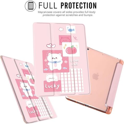 MAYCARI Splicing Lucky Cat Case for iPad Air5/Air4 with Pencil Holder, Cute for iPad 10.9 Inch 2022/2020 Protective Case with Soft TPU Back, Auto Sleep/Wake Cover Slim Shell in Saudi Arabia