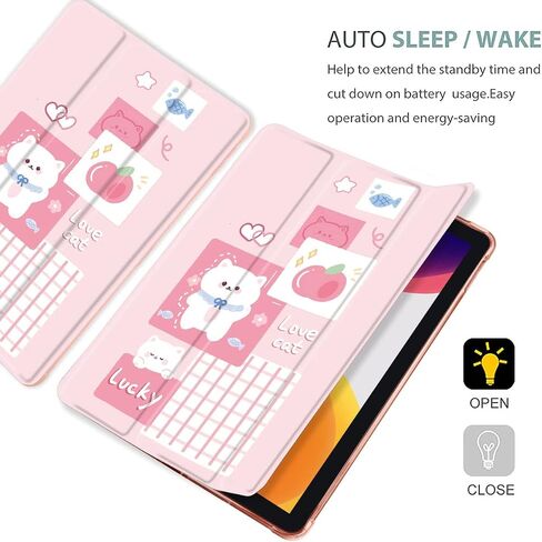 MAYCARI Splicing Lucky Cat Case for iPad Air5/Air4 with Pencil Holder, Cute for iPad 10.9 Inch 2022/2020 Protective Case with Soft TPU Back, Auto Sleep/Wake Cover Slim Shell in Saudi Arabia