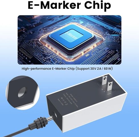 شاحن 60W لـ Starlink Mini ، محول الطاقة 30V 2A مع ميناء شحن ماء DC5521 ، كتلة شحن الجدار السريعة للعاصمة إلى DC Male Cable in Kuwait