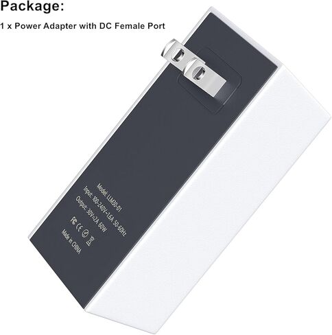 شاحن 60W لـ Starlink Mini ، محول الطاقة 30V 2A مع ميناء شحن ماء DC5521 ، كتلة شحن الجدار السريعة للعاصمة إلى DC Male Cable in Kuwait