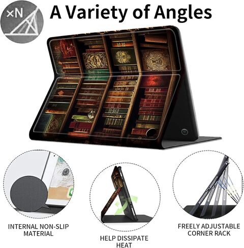 Case for Amazon Kindle Fire HD 8 & 8 Plus Tablet (12th Generation/10th Generation,2024/2022/2020 Release) 8", Slim PU Leather Cover with Smart Auto Sleep/Wake,Vintage Bookshelf in Kuwait