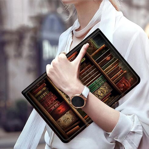 Case for Amazon Kindle Fire HD 8 & 8 Plus Tablet (12th Generation/10th Generation,2024/2022/2020 Release) 8", Slim PU Leather Cover with Smart Auto Sleep/Wake,Vintage Bookshelf in Kuwait