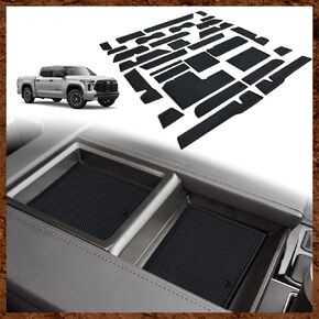 Muslogy fits Tundra Accessories 2022 2023 2024 Premium Custom Interior Non-Slip Anti Dust Cup Holder Inserts 30 Pcs Set Center Console Liner Door Pocket Liners Compatible with Tundra 2022-2024 (Black)