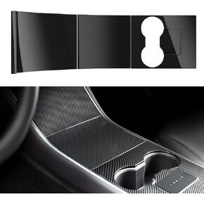 Nestour 2021 2022 2023 Tesla Model 3 Model Y Center Console Wrap Cover Kit, Ultra Slim, Non-Trace Remove Center Console Protector Accessories, Premium ABS Material (Glossy Carbon Fiber)