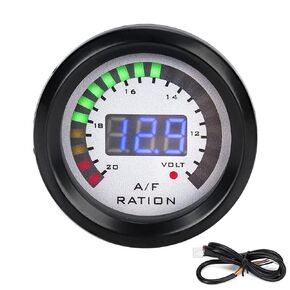 KIMISS Air Fuel Ratio AFR Gauge Kit, 52mm Car Air Fuel Ratio Gauge LED Blue Digital for 12V 4/6/8 Cylinder Gasoline Vehicle