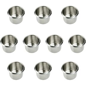 Game Table Cup Holder Insert - 10 Pack Stainless Steel Small Drop-in Drink Cup Holder, Poker Table Cup Holders for Casino Table, Game Table, Sofa, Boats, Bench, Work Desk, RV Cars & Trucks