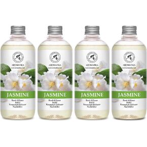 Jasmine Reed Diffuser Refill - 4x17 Fl Oz - Fresh & Long Lasting Fragrance w/Natural Essential Jasmine Oil - Scented Reed Diffuser Oil Refill - Best for Aromatherapy - SPA - Home