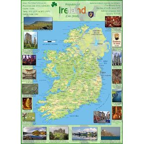 Pictorial Poster Map of Ireland - 23.4 x 16.5 inches - Paper Laminated
