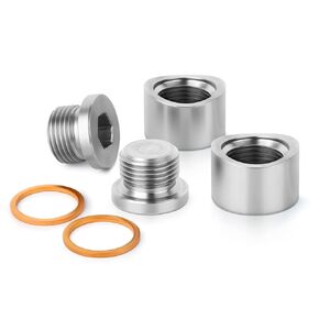 TAISHER 4PCS 304 Stainless Steel M18 X 1.5 O2 Oxygen Sensor Bung，Notched Style Mounting Bungs and Plugs，Weld Bung with 2PCS Gasket
