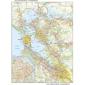 San Francisco, California Wall Map, Large - 22.75" x 29" Paper