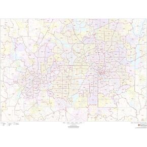 Dallas - Fort Worth, Texas Zip Codes - 48" x 36" Laminated Wall Map