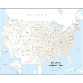 USA Map with County Names - Large - 48" x 38.5" Laminated