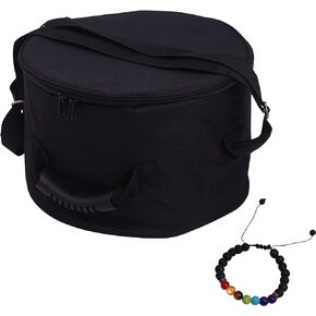 Singing Bowl Carry Case - 12 inch Black Padded Singing Bowl Bag, Sound Bowl Carrier/Crystal Bowl Bag for Storage and Transport - comes with Adjustable Unisex Chakra Bracelet