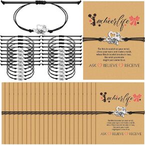 24 Pcs Cheerleader Gifts Set Cheer Bracelets and Cheerlife Wish Card Adjustable Cheerleading Charm Bracelets Cheer Team Gifts for Kids Cheer Team Cheerleader Jewelry Accessories