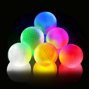 Glow Golf Balls, Long Lasting Bright Light Up Golf Balls, 6 Colors Glow in The Dark Golf Balls, Personalized Golf Balls 6 Pack