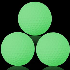 3 Pieces Golf Balls, Glow in The Dark Golf Balls Practice Golf Balls with Fluorescent Green Light and Fine Texture Resin and Rubber Glow Golf Balls for Backyard Indoor Outdoor, 4.27cm