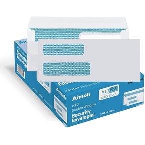 500#10 FLIP & SEAL Double Window Security Envelopes - for Invoices, Statements & Legal Documents, Self-Sealing Adhesive Seal, Security Tinted, Size 4 ⅛ X 9 ½ - 24LB, 500 Count (30110)