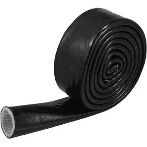 X AUTOHAUX 1" ID 3ft Heat Shielded Fire Sleeve Silicone Coated Fiberglass Tape for Automotive Hose Lines Wires Electrical Wiring Black