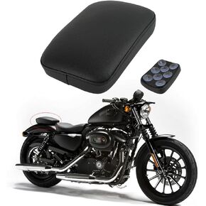 DREAMIZER Universal Black Pillion Passenger Pad Seat Motorcycle Solo Seat Rear Cushion 8 Suction Cups Compatible with Harley Davidson Sportster XL 883 1200 Forty Eight Dyna Chopper Bobber Custom