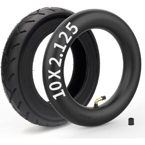 10x2.125 Tire and Inner Tube with 0° Valve Stem Compatible with Self Balancing Scooter, Smart Electric Bike, Bicycle, Tricycle, Stroller Replacement Wheels for 10-inch Tires with 6-inch Rims