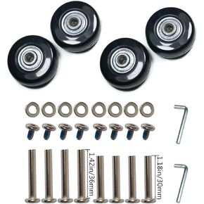 Diameter 1.8in Wear-Resistant Mute Luggage Suitcase Replacement Wheels Rubber Swivel Caster Wheels Repair Kits 4 Wheels