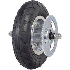 AlveyTech Front Wheel Assembly - Fits Razor Crazy Cart with Drift Bar (Versions 5 and up) Replacement 200x50 Rubber Tire, Inner Tube, Chain Sprocket, Axle, and Rim Parts for Kids Electric Carts