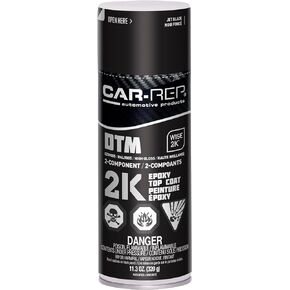 CAR-REP® 2K Epoxy Color Top Coat with Wise 2K Technology, Easy Application, High Coverage, Jet Black Matte, 11oz Aerosol Can