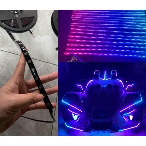 Black Out Tinted Smoked 14PCS 4FT 1.2Meters 48inch LED Light Strips Color Chaser Dream Chasing Lighting for Motorcycle Slingshot Ryker Spyder Bluetooth