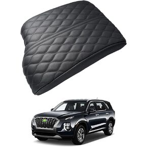 Autorder Center Console Cover for Hyundai Palisade 2020 2021 2022 2023 2024 Accessories Armrest Cover Anti-Scratch Middle Console Pad Leather Armrest Cushion Protector Black