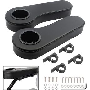 NOKINS Golf Cart Armrest with Cup Holder, No Drilling,Golf Cart Armrest for Round Bracket Armrest 1 1/4 Size, Fits Advanced EV Golf Cart Rear Seat Circular Frame Side Rod 1 1/4 Size