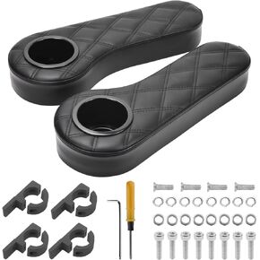NOKINS Golf Cart Armrest with Cup Holder, No Drilling,Golf Cart Armrest for Round Bracket Armrest 1 1/4 Size, Fits Advanced EV Golf Cart Rear Seat Circular Frame Side Rod 1 1/4 Size