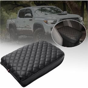 غطاء وحدة التحكم المركزية الفاخر JKCOVER متوافق مع Toyota Tacoma 2016 2017 2018 2019 2020 2021 2022 2023 واقي وسادة مسند ذراع السيارة من جلد البولي يوريثان (أسود)