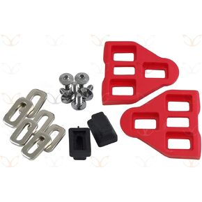 1 Pair of CarbonCycles Red Look Delta Compatible Pedal Cleats with Fittings, Screws and Washers