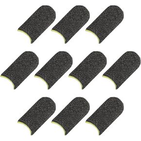 MECCANIXITY Mobile Gaming Finger Sleeve Controller Finger Thumb Sleeve Finger Gloves Black, Silver Fiber Anti-Sweat Breathable, for Phone Game, Pack of 12