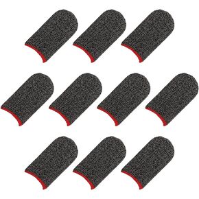 MECCANIXITY Mobile Gaming Finger Sleeve Controller Finger Thumb Sleeve Finger Gloves Black, Silver Fiber Anti-Sweat Breathable, for Phone Game, Pack of 12