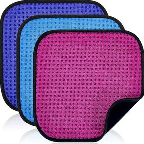 Aoriher 3 Pieces Bowling Ball Towel 7.8 x 7.8 Inch Shammy Pad Rag Bowling Microfiber Towel Easy Wipe Off Grip for Cleaning Bowling Ball from Dirt Oil Bowling Accessories