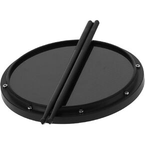Dumb Drum Pad, 12in Standard 12in Drum Pad Carbon Fiber Shock‑Absorbent Mat Non‑Slip with Drumsticks for Practice Percussion(Black)