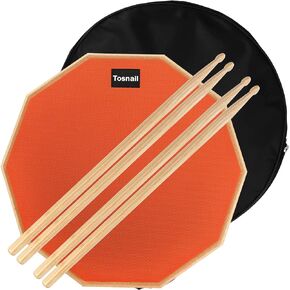 Tosnail 12 Inch Silent Drum Practice Pad with 2 Pairs Drum Sticks and Storage Bag