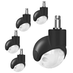 2" Ball Caster Wheels, Hirate 360 Degree Rotation Universal Ball Casters with Nylon Cover for Office Furniture Chairs Replacement Casters Smooth Rolling 7/16" x 7/8", Set of 5, Black
