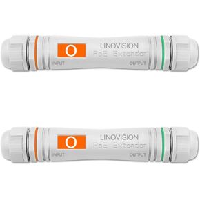 موسع PoE للمسافات الطويلة في الهواء الطلق من LINOVISION، بحد أقصى 2600 قدم لنقل الطاقة والبيانات عبر Cat5E/Cat6 IEEE 802.3af/at موسع PoE المقاوم للماء، مكرر PoE لكاميرات IP، هاتف VoIP (عبوتان)