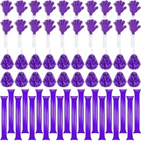 60 Pcs Cheerleading Pom Poms Hand Clappers and Thunder Sticks Cheering Noise Makers for Sporting Events Football Games School Team Spirit Items Party Favors Dance