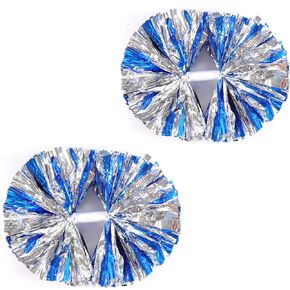 FUNSTITUTION Pom Poms Cheerleading Stuff- Cheerleader Cheering Squad Pompoms with Baton Handle for Team Spirit Sports Games Dance Outfit - Kids Adults